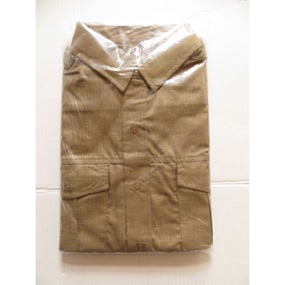 Haband Shirt Mens Medium Brown‎ Short Sleeve Button Up Safari Workwear Pockets M